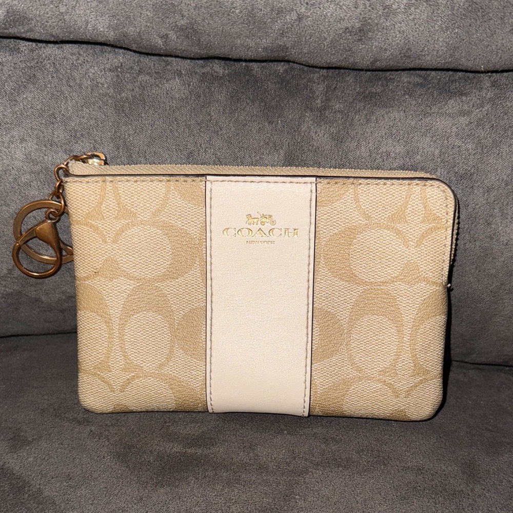 Coach Beige and Cream Wristlet